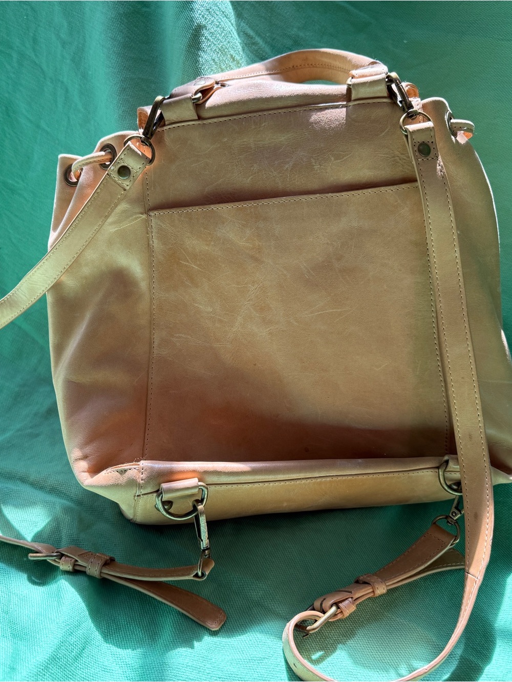 Tan Leather Drawstring Backpack - Picture 5 of 5